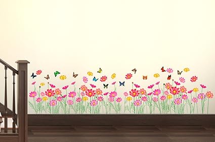 Decals Design 'Flowers Beautiful Daisy Waistline Skirting' Wall Sticker (PVC Vinyl, 60 cm x 90 cm), Multicolour