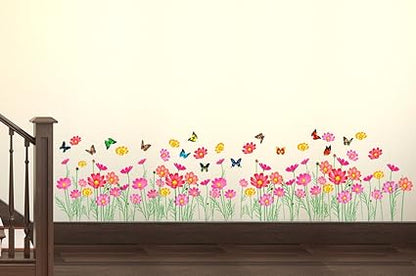 Decals Design 'Flowers Beautiful Daisy Waistline Skirting' Wall Sticker (PVC Vinyl, 60 cm x 90 cm), Multicolour