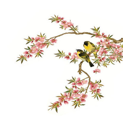 Soledi® DIY Wall Decal Peach Blossom Tree Branches Love Birds Removable Wall Mural Sticker Bedroom Living Room Home Art Wall Decor