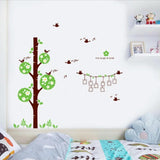 Sweet Memory Character Tree and Green Leafs of Nine Picture Frame and Two Birds for Home Wall