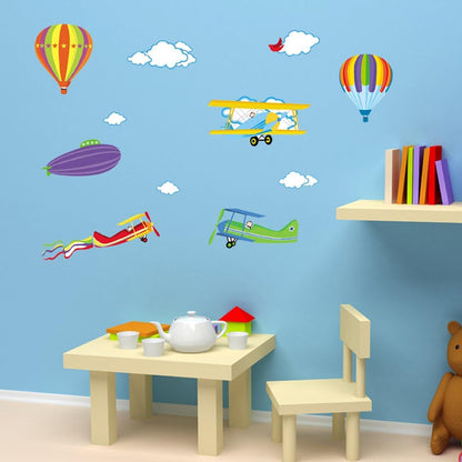 Jm6607 Wall Sticker For Kids Room Home Decoration Wall Decor Air Balloon Plane
