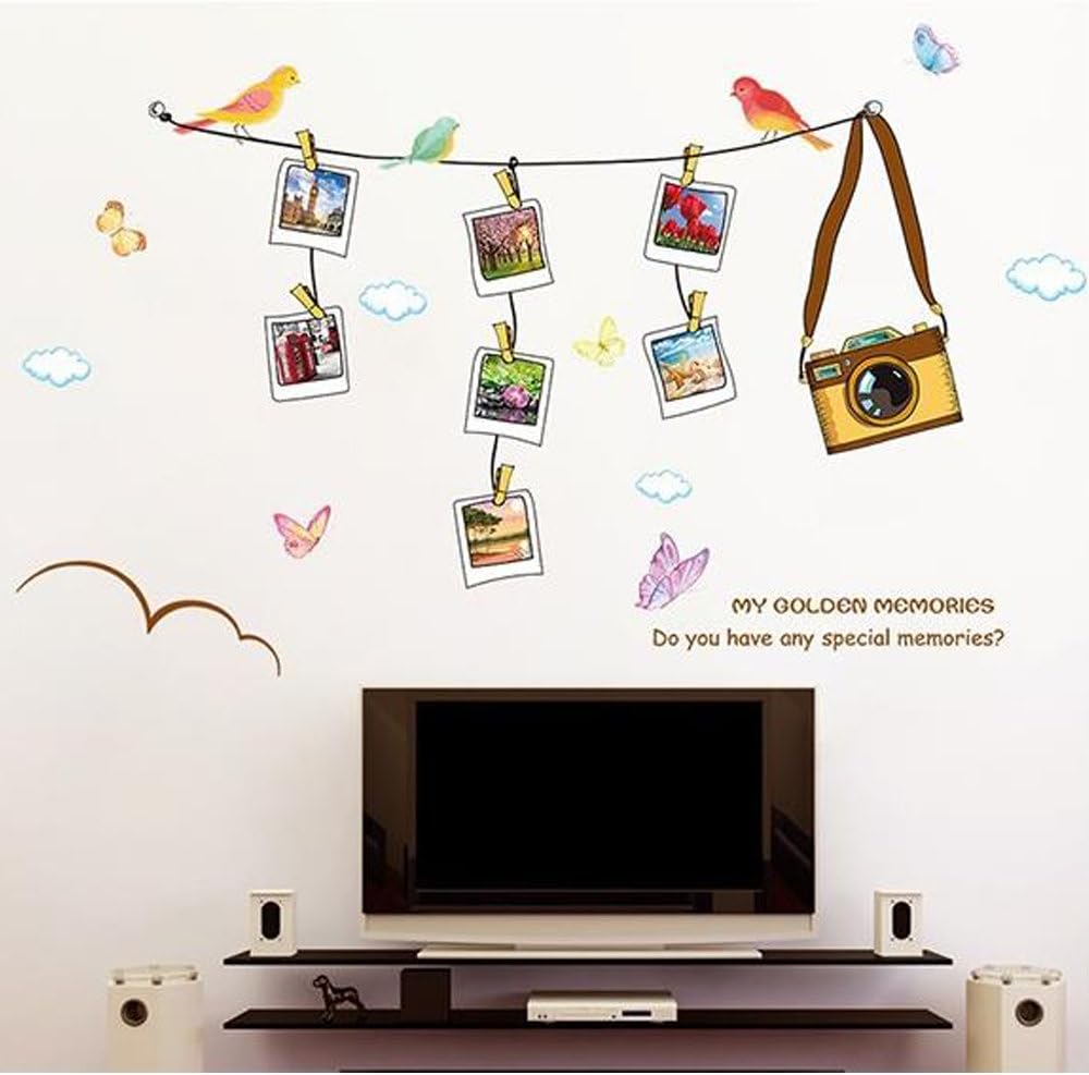Solimo Wall Sticker for Living Room (Travel Photo Gallery, Ideal Size on Wall, 180 cm X 100 cm), PVC Vinyl