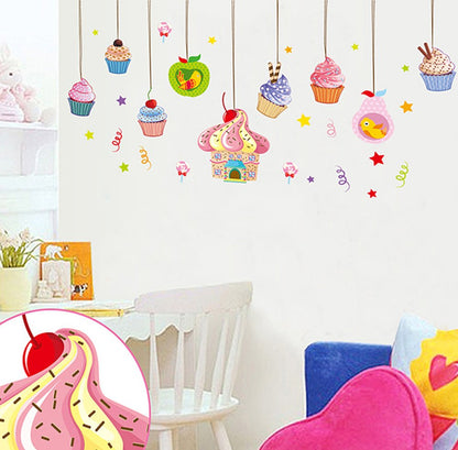 Xl8108 Colorful Cartoon Dessert Lollipops Stars Removable Wall Sticker Decal, Children Kids Baby Home Room Nursery DIY Decorative Adhesive Art Wall Mural
