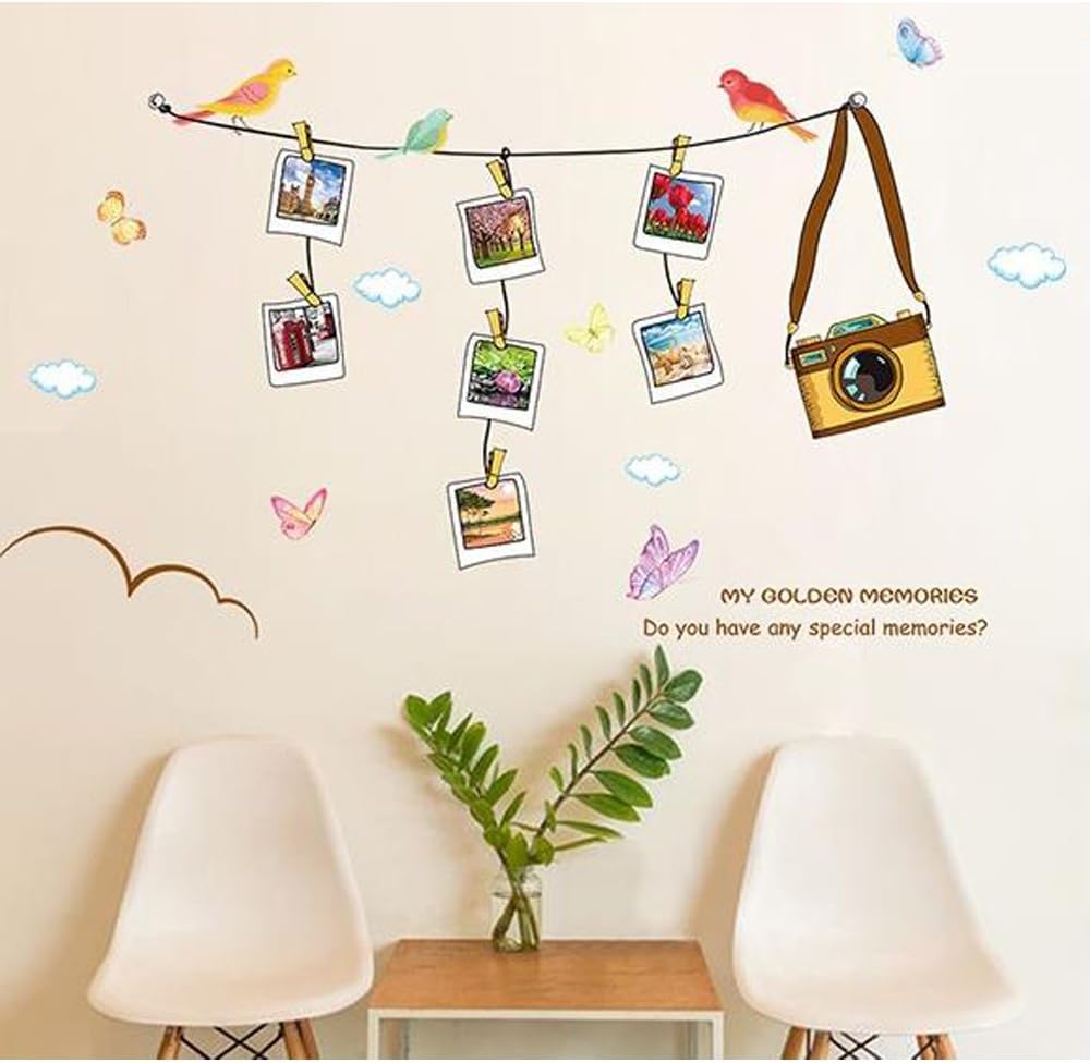 Solimo Wall Sticker for Living Room (Travel Photo Gallery, Ideal Size on Wall, 180 cm X 100 cm), PVC Vinyl