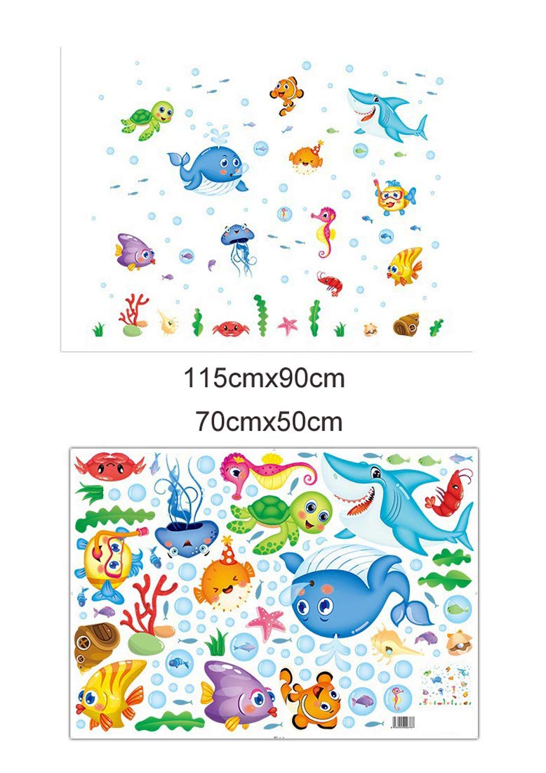 XL7206  Wall Sticker Underwater Ocean Fish Seaweed Removable Wall Decal, Children Kids Baby Home Room Nursery DIY Decorative Adhesive Art Wall Mural