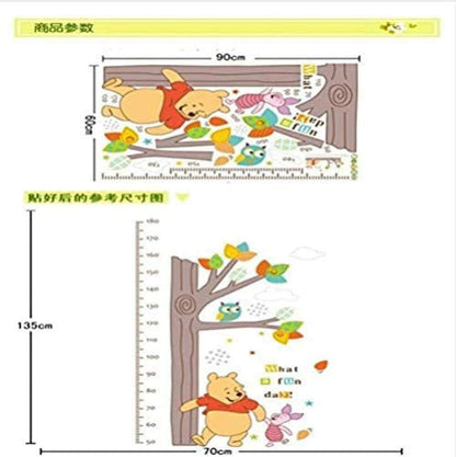 Child Height Measurement Growth Chart Tree Winnie the Pooh Owl Wall Sticker Living Room Kids Bedroom Home Decor Wall Stickers