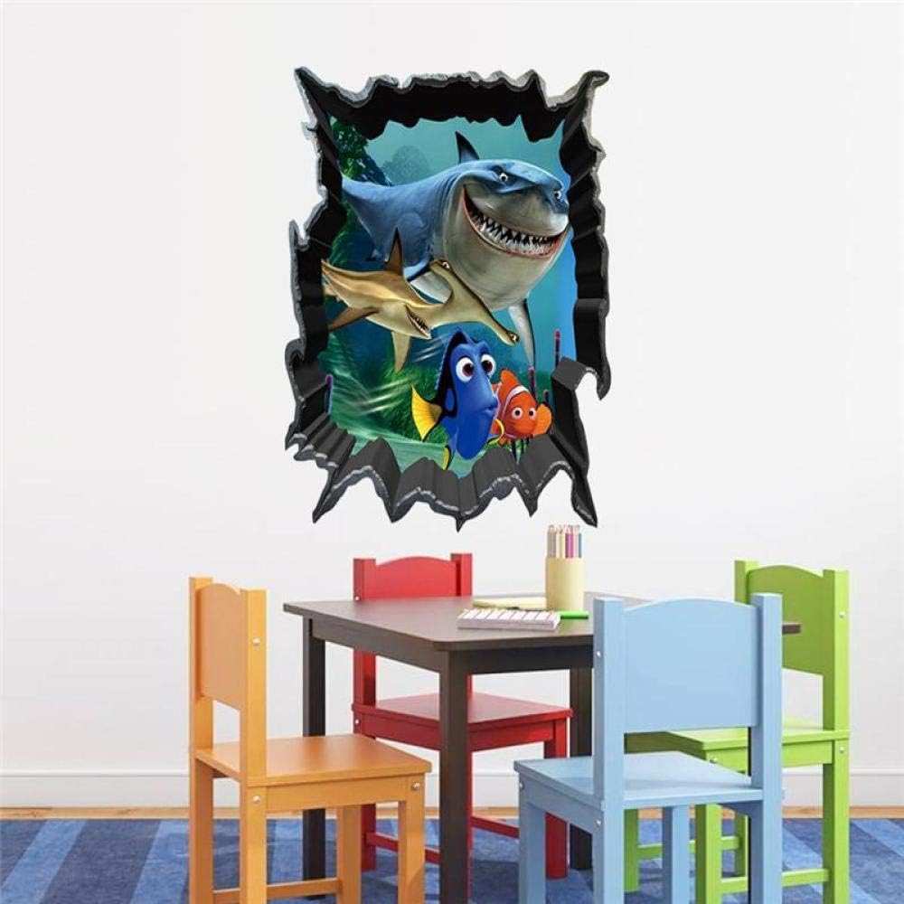 CSCH Wall Stickers Shark Dory Nemo 3D Broken Hole Wall Stickers  Ncs1438