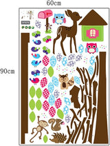Cartoon Animals Wall Stickers Butterflies Trees Flowers Removable Wall Decals Home Decor PVC Art Mural Baby Boys Girls Kids Bedroom Kitchen Room Decoration Wall Sticker  size 60x90  df5078