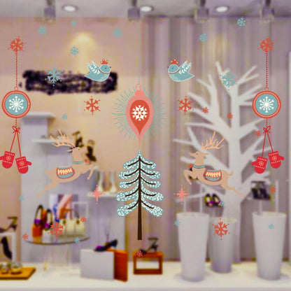 Merry Christmas Bird Deer Wall Sticker Home Decal Removable PVC Murals Wallpaper Girls Boys Kids Baby Nursery Bedroom Living Room Bathroom Kitchen Window Playroom Decor