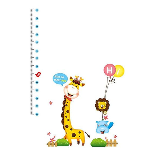 Generic Hippo Giraffe Lion Growth Height Measure Chart Pattern Living Room Wall Sticker