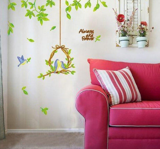 Decals Design 'Always and Forever Birds Nest and Leaves' Wall Sticker DM570012