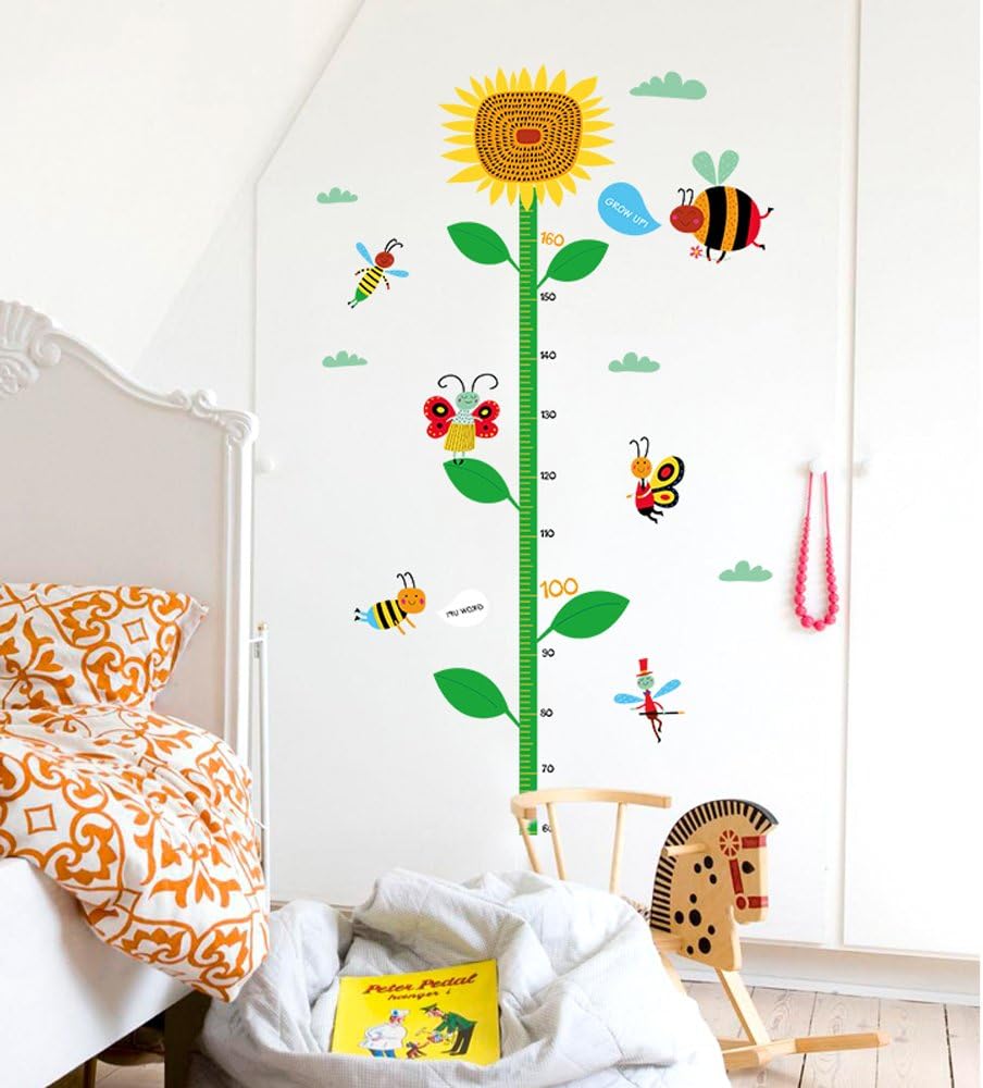 Sks7059 Height Growth Chart for Kids, Height Chart Wall Hanging, Wall Decor, Sunflower Height Growth Measurement Chart for Kids, Wall Art Stickers for Nursery