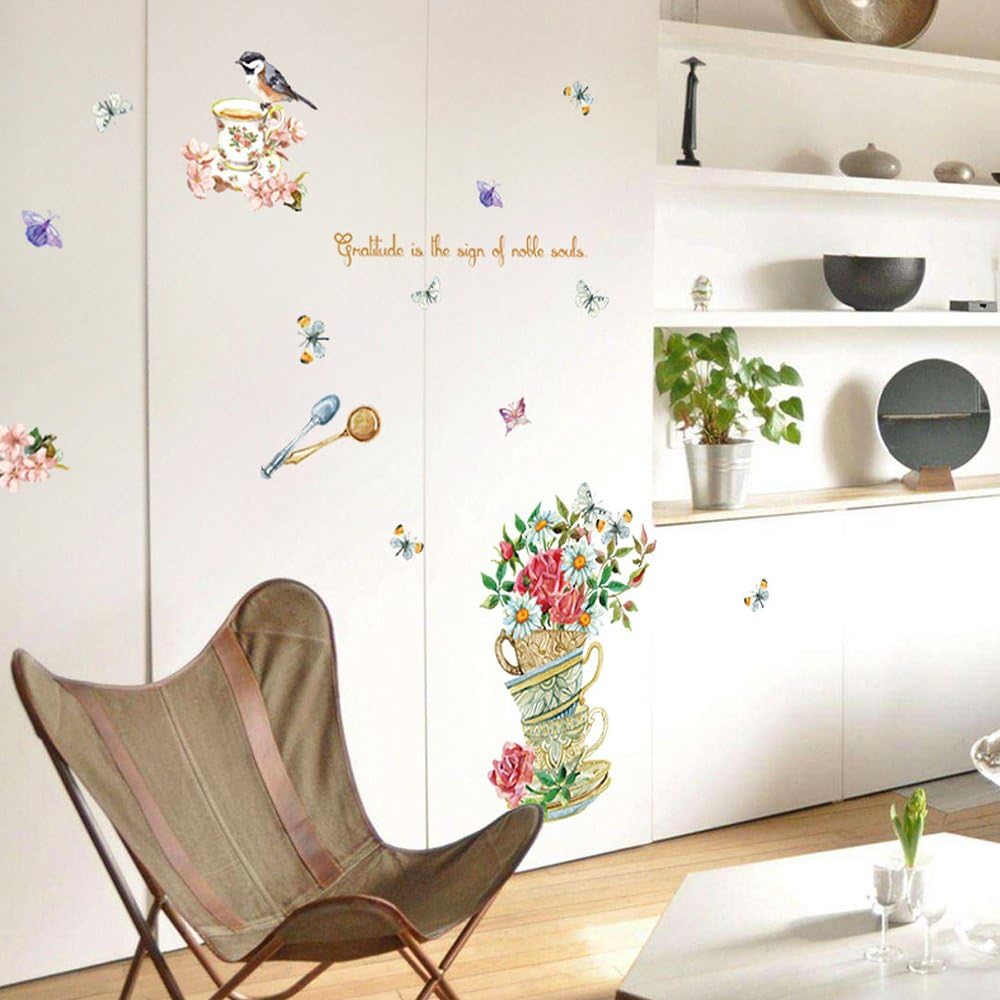 Trees Flowers Butterfly Wall Stickers Cartoon Animals Heart Shaped Wall Decals Home Decor  sk7114 size 50x70