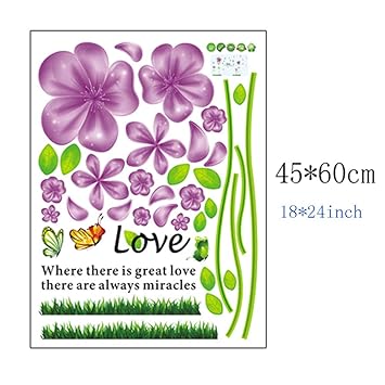Ay650b Wall Decal Love Flowers Butterflies English Letters Home Sticker Paper Removable Living Dinning Room Bedroom Art Picture Murals DIY Stick Girls Boys Kids Nursery Baby Decoration