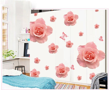 Lifeupmall Wall Decal Pink Rose Lily Daisy Magnolia Flower Romantic Vinyl Sticke Ay889