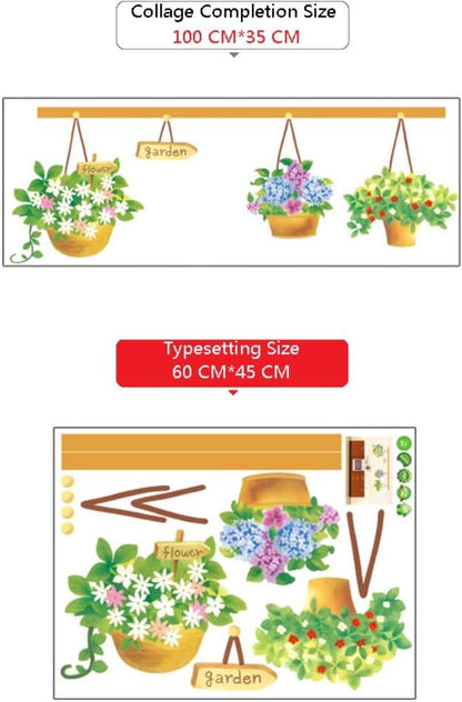 Ays620 Wall Stickers Corridor Living Room Bedroom Background Wall Decoration Potted Flower Basket Flower Plant