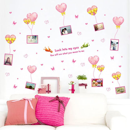 XL8249 Wall Sticker,YaBuy Romantic Hearts & Photo Frame Wall Sticker Removable Cute Pink Art Decal Room Decoration Reusable Wallpaper Photo Wall Sticker