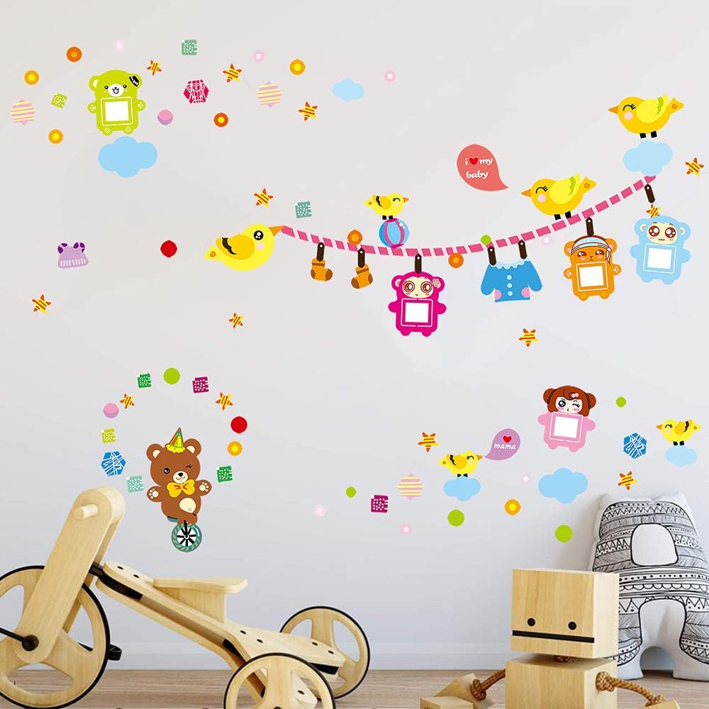 Wall sticker factory-three generations of large size wall stickers wall stickers indoor classroom layout cute photo frame combination stickers AY7024