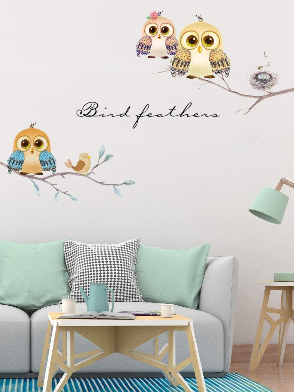Owl Wall Stickers DIY Art Self Adhesive Wall Stickers Wall Stickers for Bedrooms for Girls, for Wall Window Furniture Kitchen Window Hallway - A