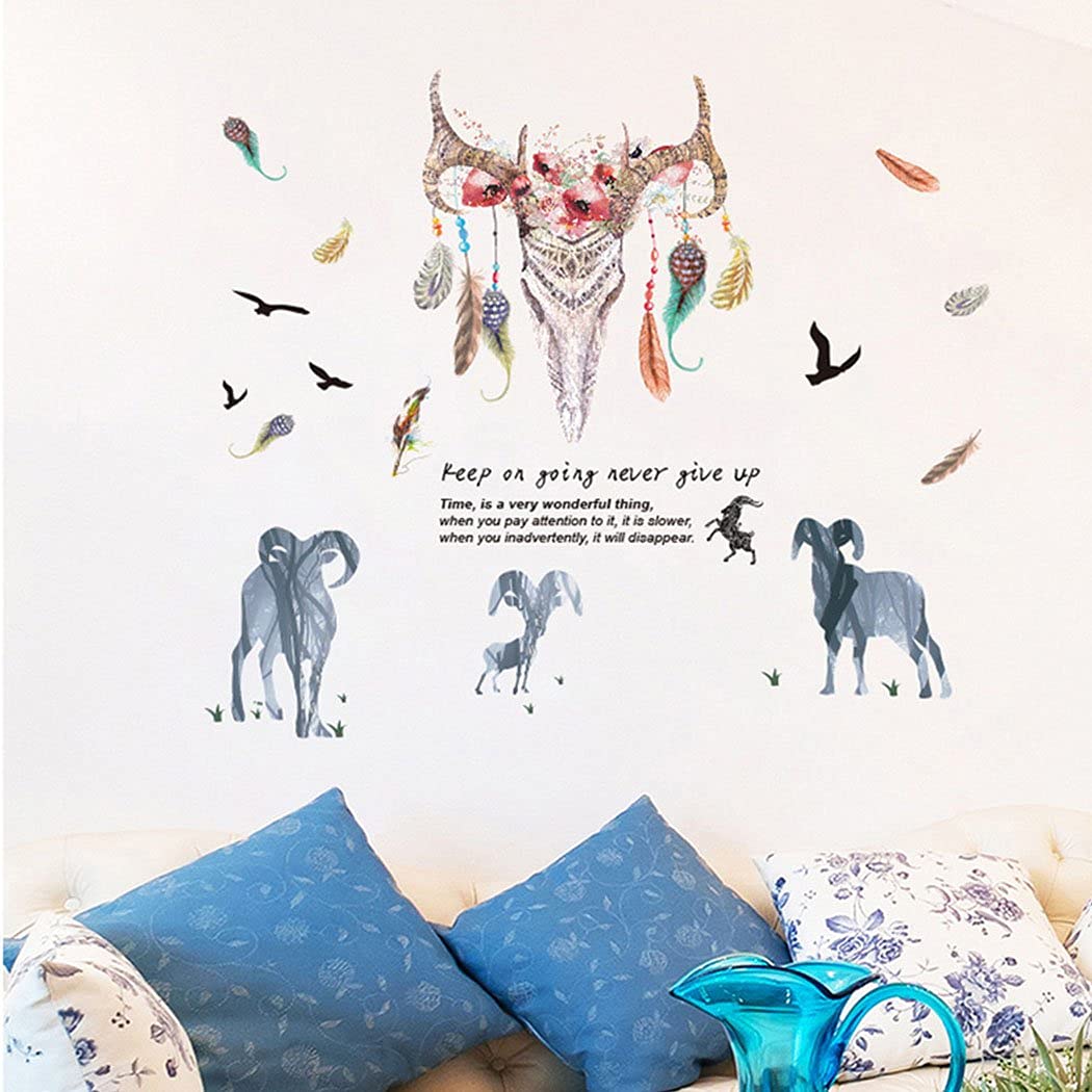 Imported Wall Sticker Decor Sticker Removable DIY Goat Head Wall Decal fo Decor One Size