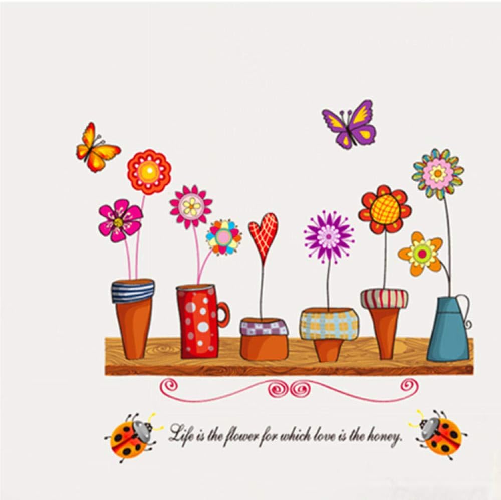 Jm5120 WALLSTICKER COLOR POT BUNGA FLOWER WALL STICKER STIKER