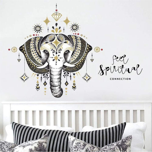 Sk7168 Elephant Wall Decals Bedroom Indian Yoga Vinyl Decal Sticker Boho Decor