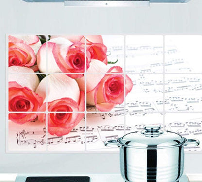BIBITIME Kitchen Oil Proof Decor Sticker Wall Decal Vinyl Sticker peel and stick Home Art PVC Murals for Restaurant Baker Shop Store Tile Wall