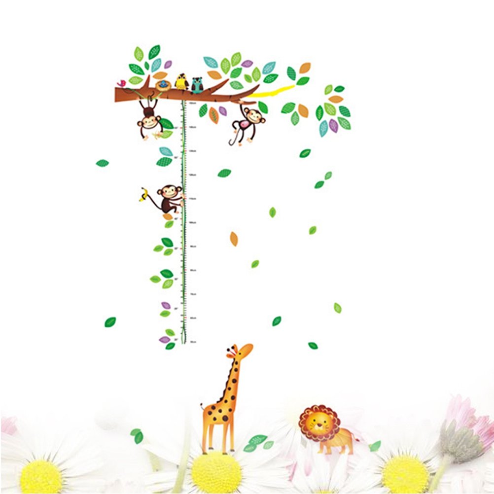 TOYMYTOY Height Measuring Tree Wall Sticker Removable Animal Growth Chart Han0ding Ruler Wall Decal Kids Nursery Wall Sticker  size 60x90 nc037