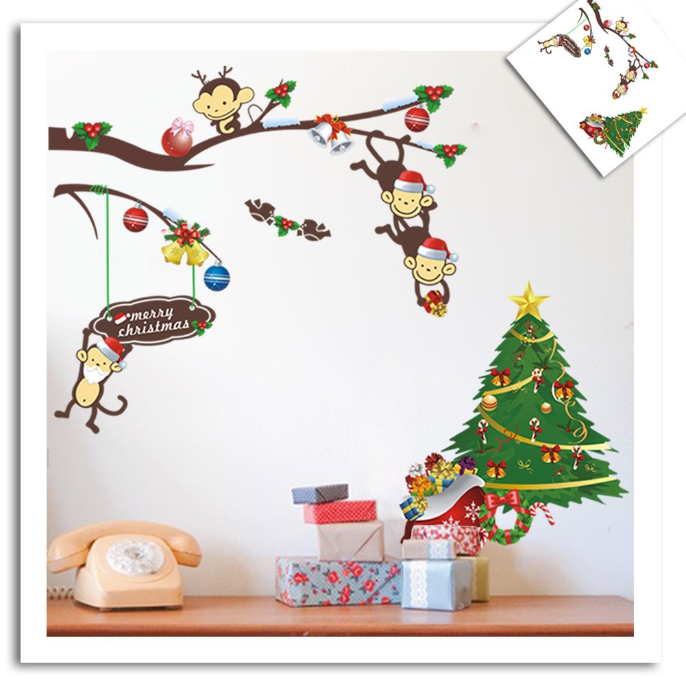 Zy1209 hayabusa TM "Christmas Monkey" kid room Wall sticker Home Decor Hot Selling nursery school Home Decor Art Kids /Nursery Loving Gift