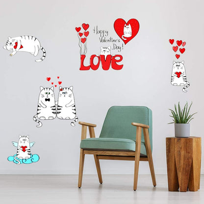 Cute Cartoon Cat Wall Stickers Cupboard Room Glass Windows Decals SK5002