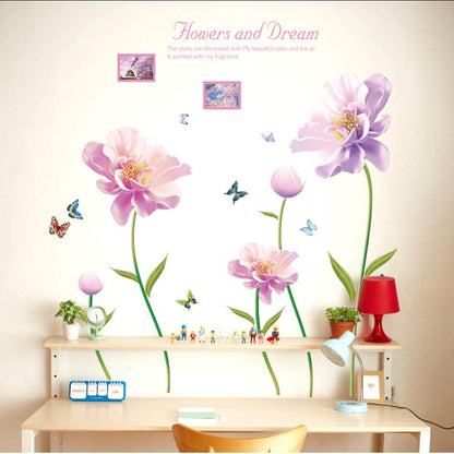 Wall Stickers Murals Photo Frame Flower Wall Stickers Large Pink Flowers Home Decor Bedroom Vinyl DIY Wall Decals Lovely Rooms Decoration