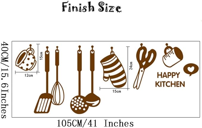 Happy Kitchen Wall Sticker for Kitchen Decoration (18 by 36 inches)