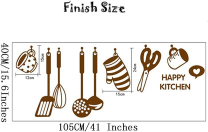 Happy Kitchen Wall Sticker for Kitchen Decoration (18 by 36 inches)