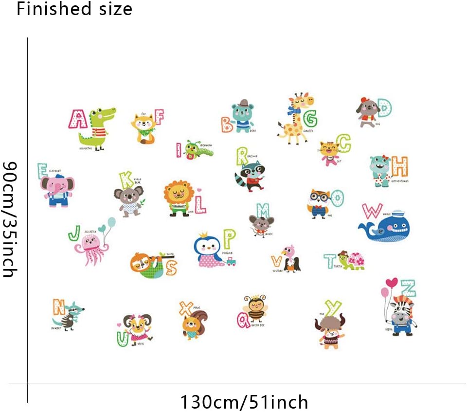 Cartoon Animal Alphabet Study Wall Stickers Abc 1054