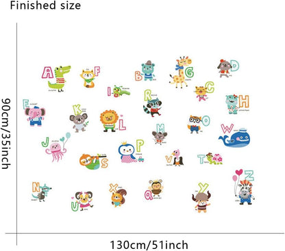 Cartoon Animal Alphabet Study Wall Stickers Abc 1054