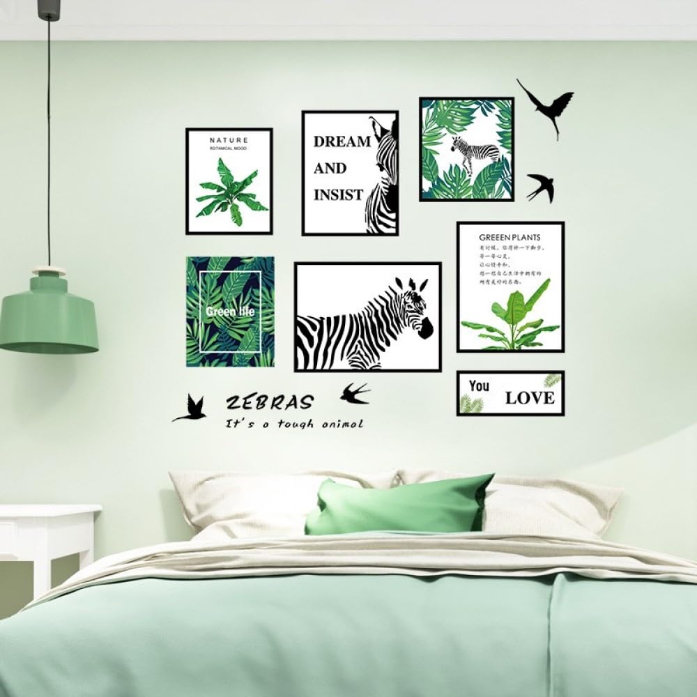 HEUREKA Green Plant with Zebra Design Peel and Stick Self Adhesive Wall Sticker (60 CM X 90 CM)