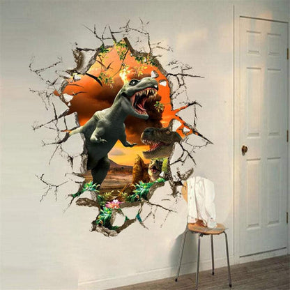 UYEDSR Wall Sticker lovely 3D hole cartoon movie boys fans love gifts Dinosaur room decal wall sticker home decoration