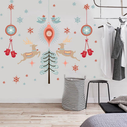 Merry Christmas Bird Deer Wall Sticker Home Decal Removable PVC Murals Wallpaper Girls Boys Kids Baby Nursery Bedroom Living Room Bathroom Kitchen Window Playroom Decor