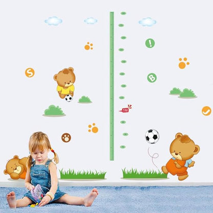Cartoon Animals Wall Stickers Butterflies Flower Photo Frames Height Measurement Removable Wall Decals Home Decor Baby Boys Girls Kids Bedroom Kitchen Decoration (Bear Height Measurement)