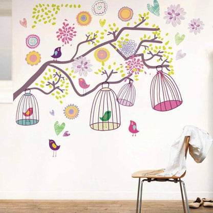 Colorful Bird Cage AY993 - Stiker Dinding / Wall Sticker di Tedy Febriyoga | Tokopedia