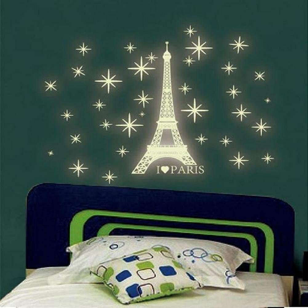 Night Lighting Eiffel Tower Vinyl Wall Decal PVC Home Sticker House Paper Painting Decoration Wallpaper Living Room Bedroom Kitchen Art Picture DIY Murals Kids Nursery Baby Decor