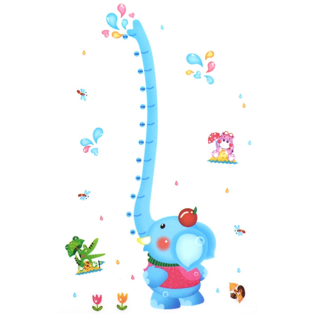 Sk9223 Trunk Elephant Height Kids Wall Sticker