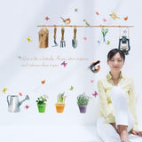Trees Flowers Butterfly Wall Stickers Cartoon Animals Height Measurement Photo Frames Wall Decals Home Decor Mural Baby Boys Girls Kids Bedroom Kitchen Decoration (Gardening Plants Birds Butterfly) size 50x70 sk7107