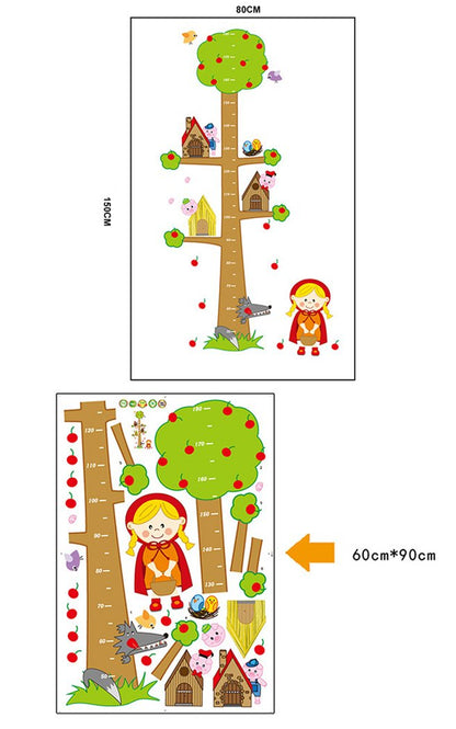 Abc 1038 Kid's Little Red Riding Hood and Tree Height Chart Wall Stickers