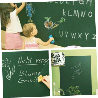Reusable Self-Adhesive Chalkboard Wall Decal - Easy Erase, Durable PE Material for Home & Office Use, Black/Green -size:1.35feet wide x6 feet long 45x200cm