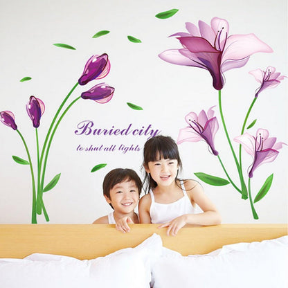 Purple Flowers Fantasy Vinyl Wall Decal PVC Home StickerDLX6012