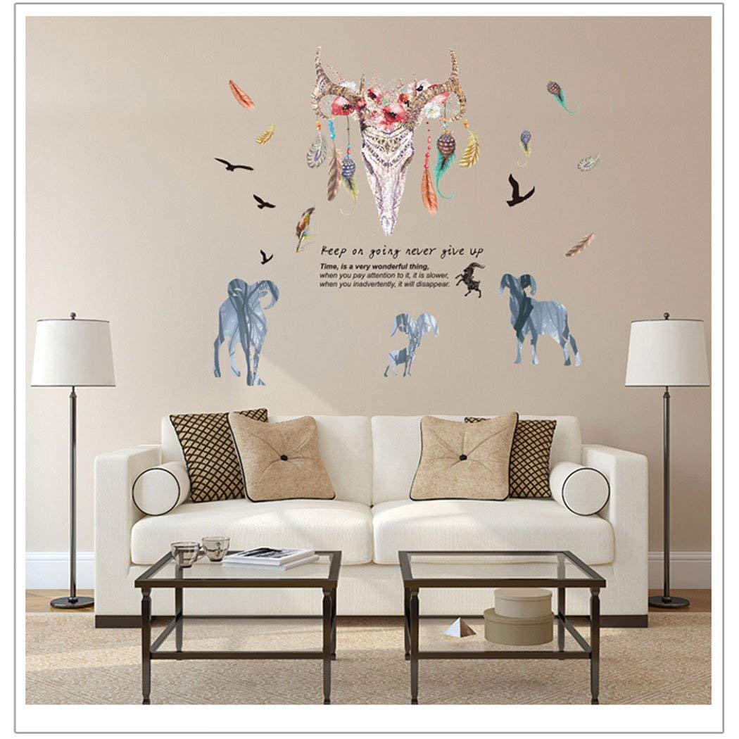 Imported Wall Sticker Decor Sticker Removable DIY Goat Head Wall Decal fo Decor One Size