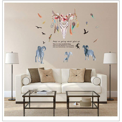Imported Wall Sticker Decor Sticker Removable DIY Goat Head Wall Decal fo Decor One Size