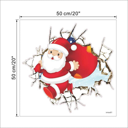 NC1370       Wall Stickers for Room Decor Cartoon Breaking Santa Claus Mural Art Home Decals Posters Kids Bedroom Xmas Decorations