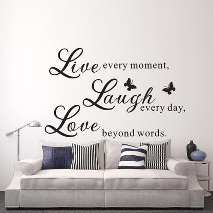 Live Love Laugh - Wall Sticker Art Mural Quote Lettering Living Room Decal (Brown, X Large)